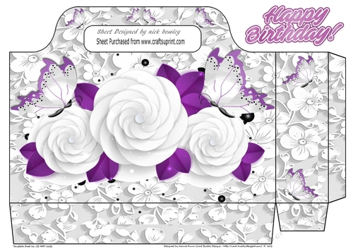 Pretty white roses and purple butterflies on lace tote bag