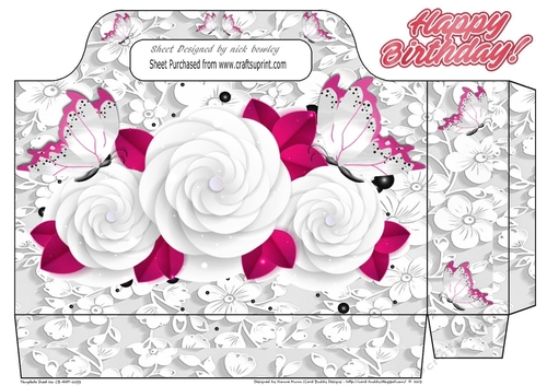 Pretty white roses and pink butterflies on lace tote bag