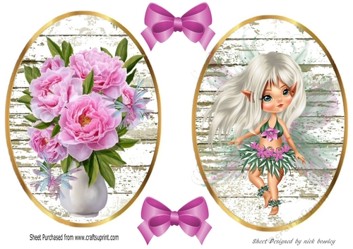 two pretty toppers of a aerie and pink flowers with butterflies