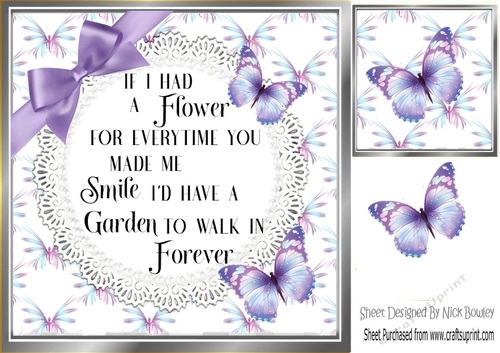 pretty butterflies and purple bow with verse card front 8x8