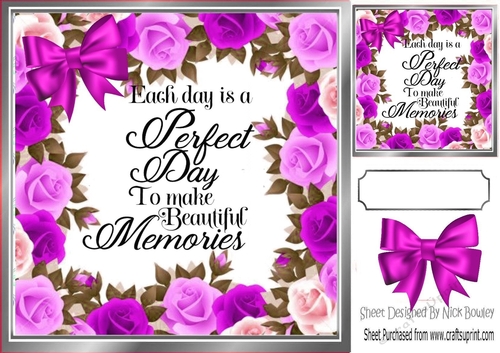 Pretty purple roses frame 8x8  card front with verse