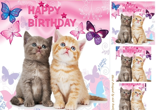 Cute furry friends kittens with butterflies 8x8