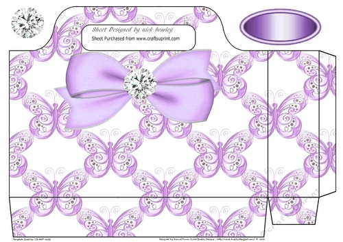 purple satin butterflies with big bow with diamond tote bag
