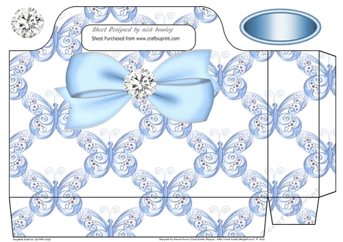 blue satin butterflies with big bow with diamond tote bag