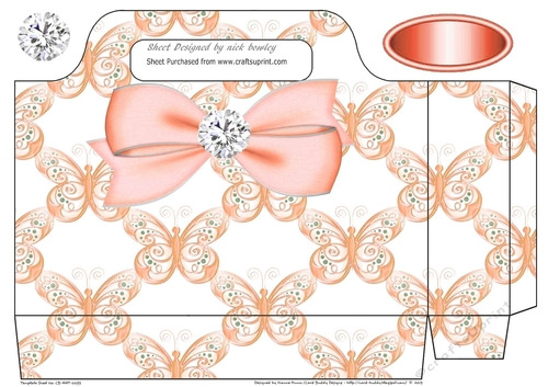 peach satin butterflies with big bow with diamond tote bag