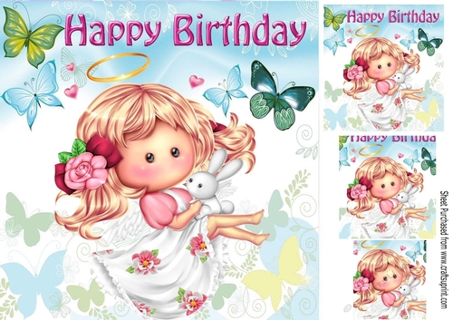 Sweet little pummy doll in pink with butterflies 8x8