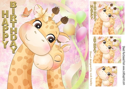Cute mother and baby giraffes 8x8