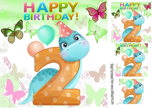 Dinasaur (2ND) Birthday with butterflies 8x8