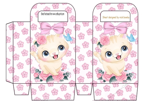 sweet kitty with flowers and bow gift bag