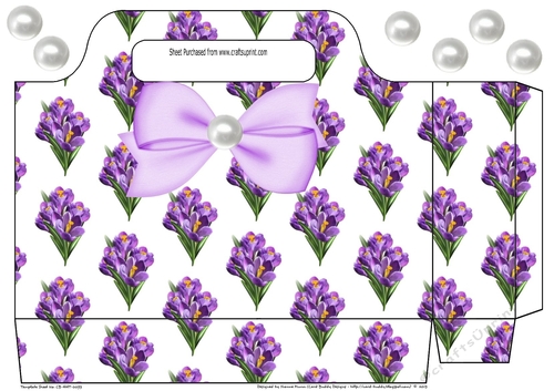 Pretty purple iris with bow and pearls tote gift bag