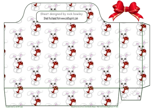 Cute white easter bunnies with red bow tote  gift bag