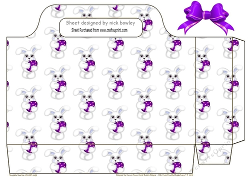 Cute white easter bunnies with purple bow tote  gift bag