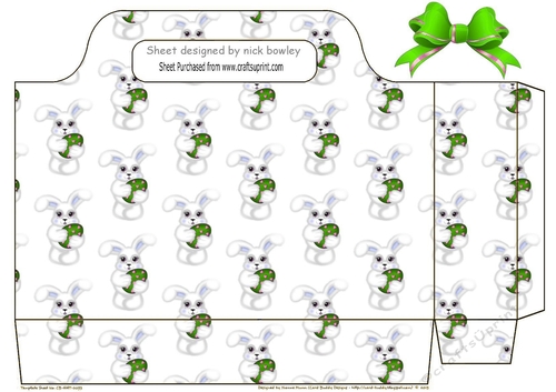 Cute white easter bunnies with green bow tote  gift bag