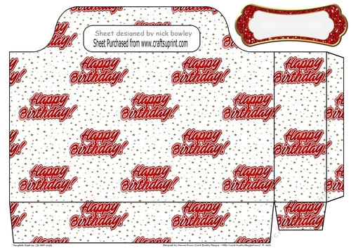 Red Happy Birthday with gold stars tote gift bag