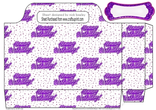 Purple Happy Birthday with gold stars tote gift bag