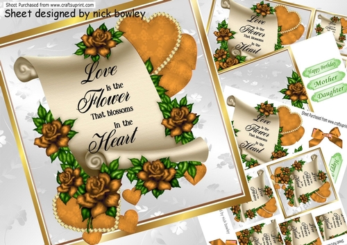 Lovely gold roses on a scroll with a verse 8x8 mini kit