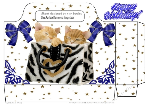 Cute kittens with blue bows, tote gift bag 