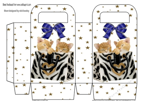 Cute kittens with blue bows, gift bag