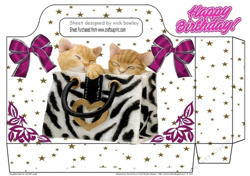Cute kittens with pink bows, tote gift bag