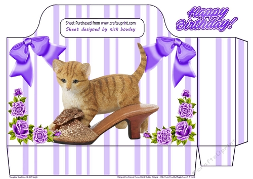 Kitty with shoe and purple roses gift tote bag