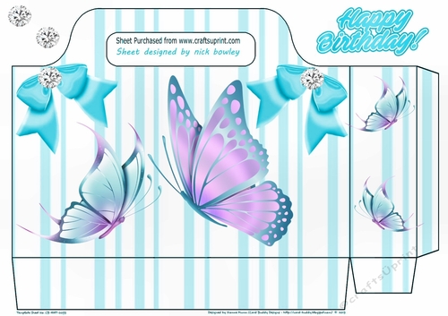 pretty butterflies turq bows tote gift bag