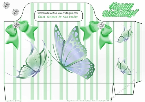 pretty butterflies green bows tote gift bag