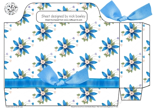 pretty blue flowers and border bow  gift tote bag