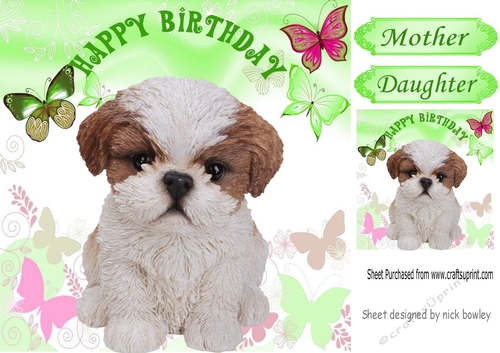 cute puppy with butterflies (one) 8x8