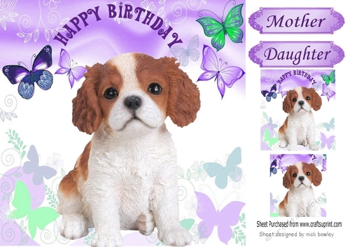 cute puppy with butterflies (two) 8x8