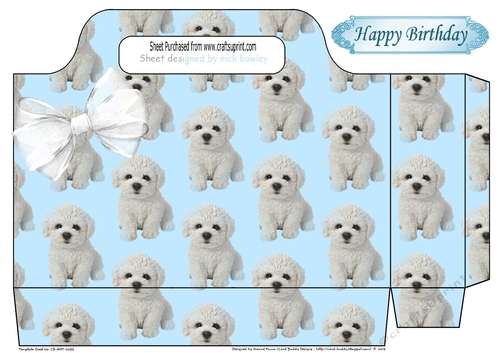 Lovely white Bichon puppy (blue) tote gift bag