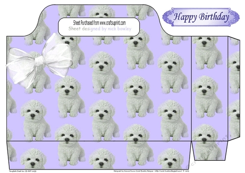 Lovely white Bichon puppy (purple) tote gift bag