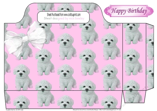 Lovely white Bichon puppy (pink) tote gift bag