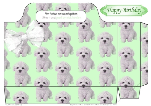 Lovely white Bichon puppy (green) tote gift bag