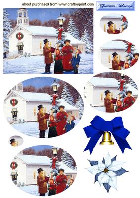 Vintage Christmas Carol Singers in Oval Pyramid