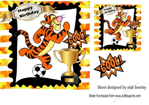 Cool tigger playing footie card front 7x7