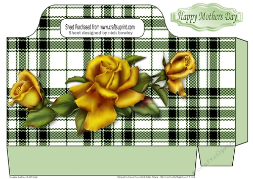 Lovely gold roses on green tartan tote bag