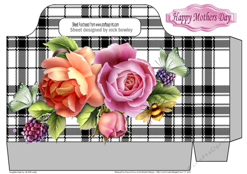 Lovely pink roses and fruit tartan tote bag