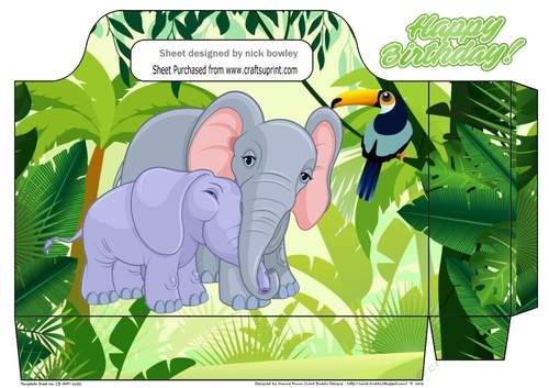 Lovely jungle with bird and cuddle elephants tote gift bag