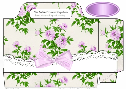 Pretty purple vintage roses with lace and bow tote gift bag