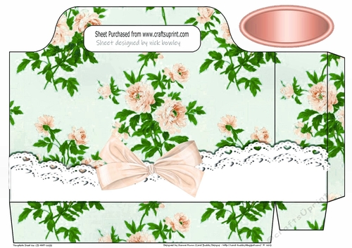 Pretty peach vintage roses with lace and bow tote gift bag