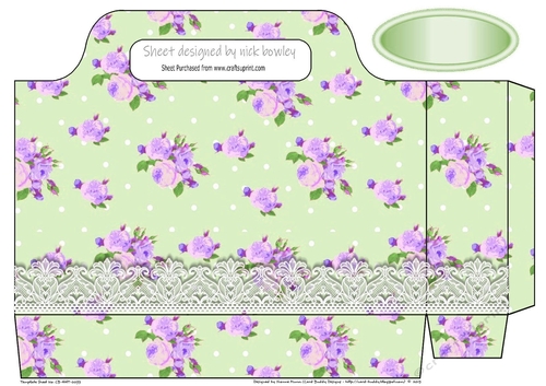 Pretty vintage purple roses with lace border tote gift bag