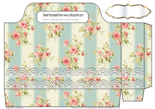 Pretty vintage stripe pink roses with lace borders tote gift bag