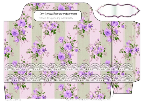 Pretty vintage stripe purple roses with lace borders tote gift bag