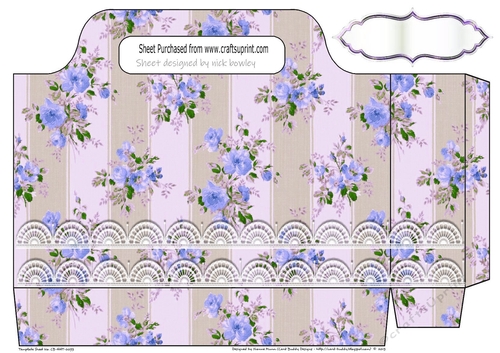 Pretty vintage stripe blue roses with lace borders tote gift bag