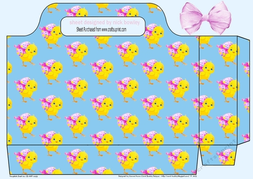 Easter yellow chick tote gift bag (blue)