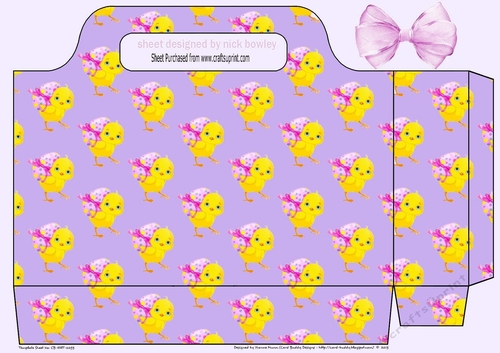 Easter yellow chick tote gift bag (purple)