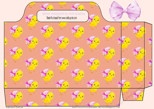 Easter yellow chick tote gift bag (peach)
