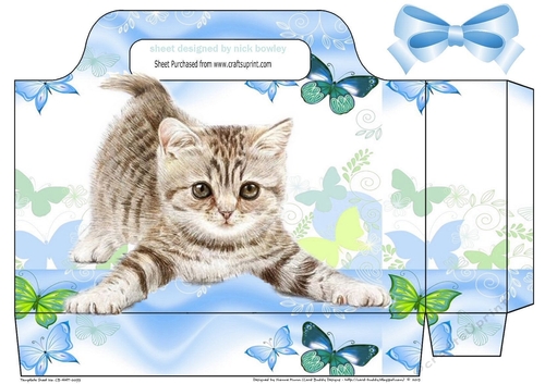 cute kitten with blue butterflies tote gift bag