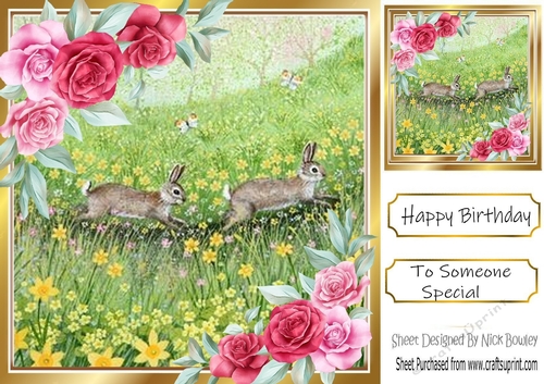 pretty countryside with rabbits and flowers playing 8x8