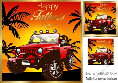 Jeep with sunset and palm trees 8x8 (FATHERS DAY)